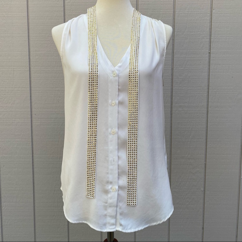 MICHAEL Michael Kors Sleeveless Top with Embellished Tie Accent